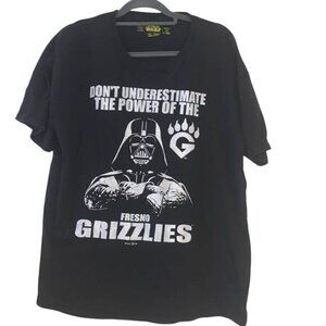 Star Wars Fresno Grizzlies Darth Vader Graphic T-Shirt Black Cotton XL